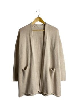 OAK + FORT Women's Tan Open-Front Oversized Knit Cardigan
